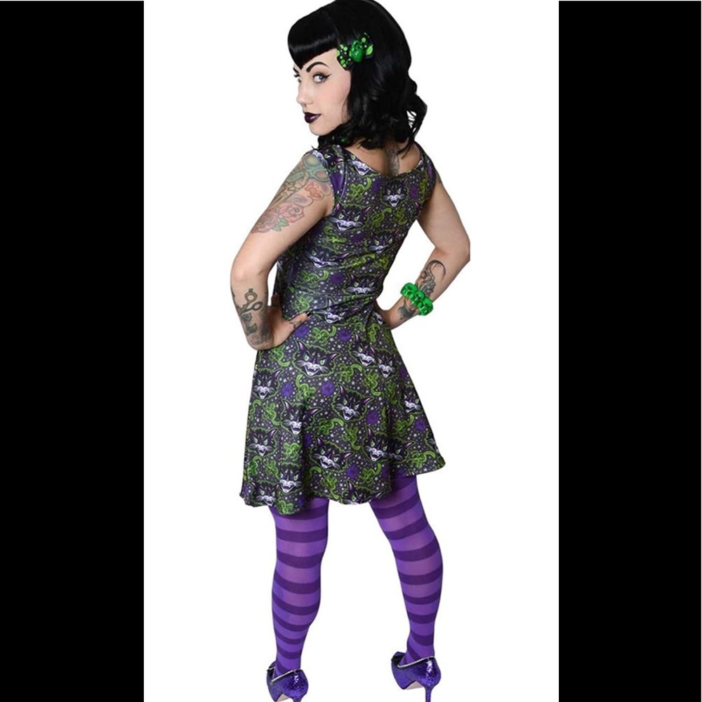 Kreepsville 666 Kattitude Marilyn Spooky Cat Dress NEW! - Picture 2 of 6